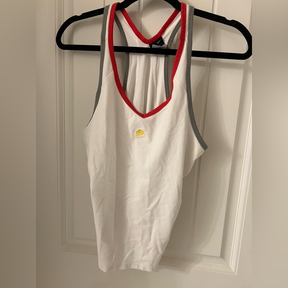 Nike Women's White and Gray Tank Top